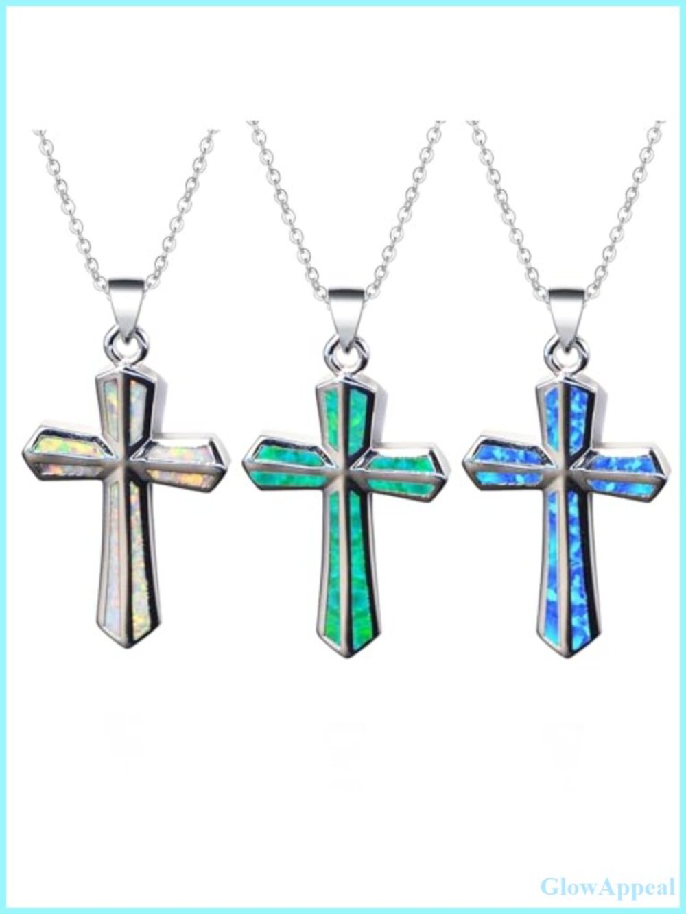 Opal Cross Necklace Pendant Jewelry for Women Wife Grandma Mother